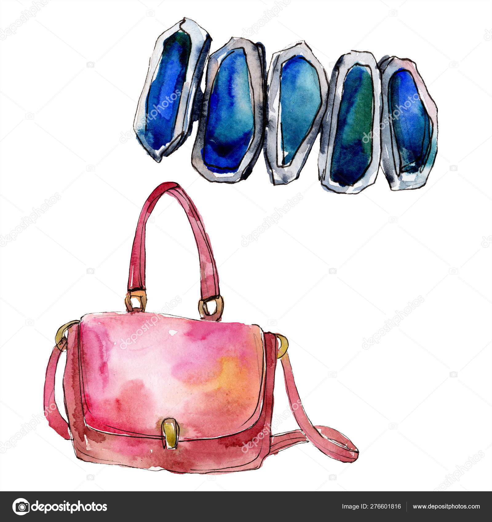 Bag Bracelet Sketch Fashion Glamour Illustration Watercolor Style Clothes  Accessories Stock Illustration by ©AndreYanush #276601816